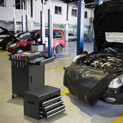 Carrinho de Ferramentas Desmontável para Garagem com Rodas Bloqueáveis Prateleira Ajustável e Forro Antiderrapante 59 x 28 x 102 cm - Preto