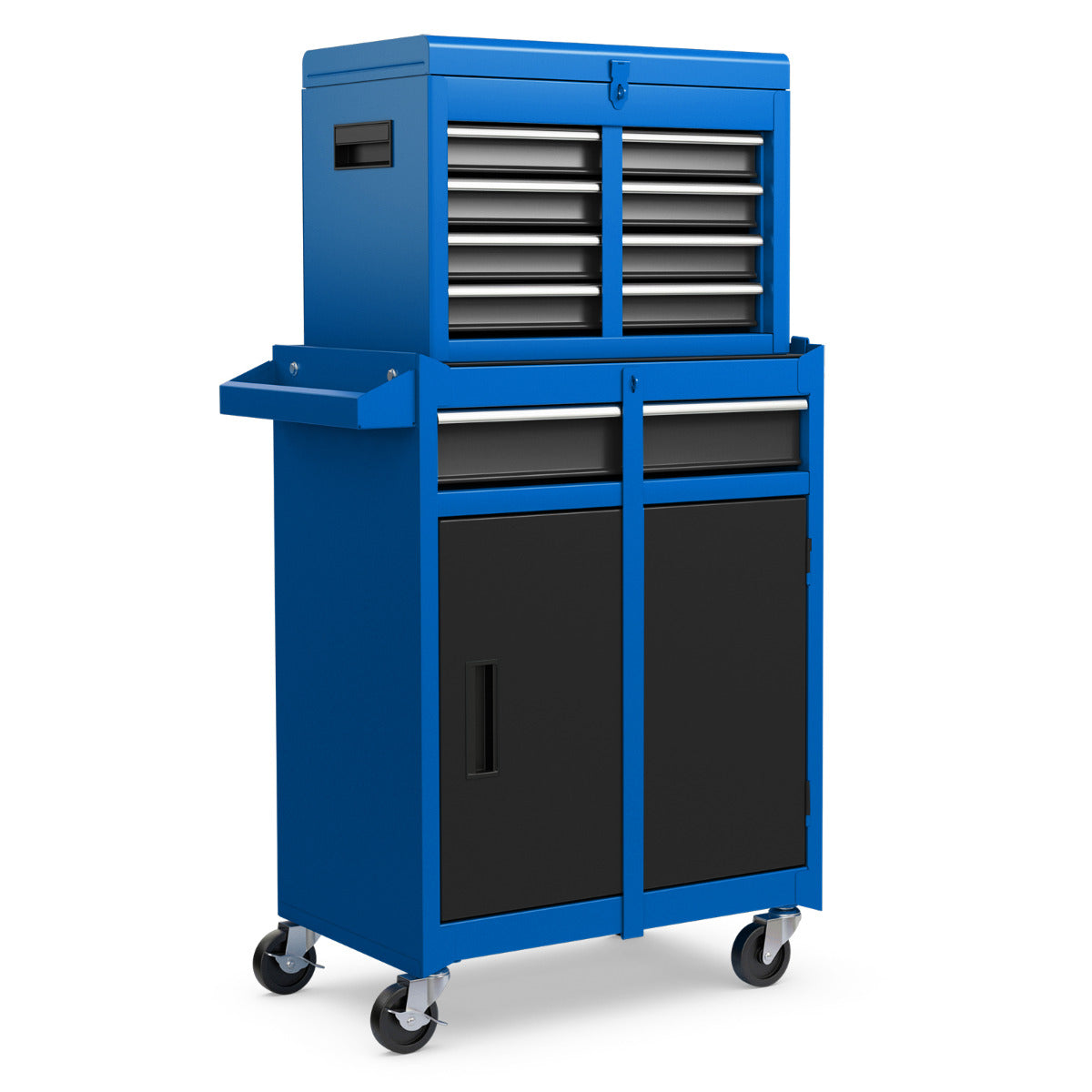 Caja de Ferramentas Desmontável para Garagem com Rodas Bloqueáveis Estante Ajustável e Forro Antiderrapante 59 x 28 x 102 cm Azul