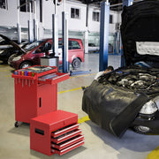 Caixa de Ferramentas Desmontável para Garagem com Rodas Bloqueáveis Prateleira Ajustável e Forro Antiderrapante 59 x 28 x 102 cm - Vermelho