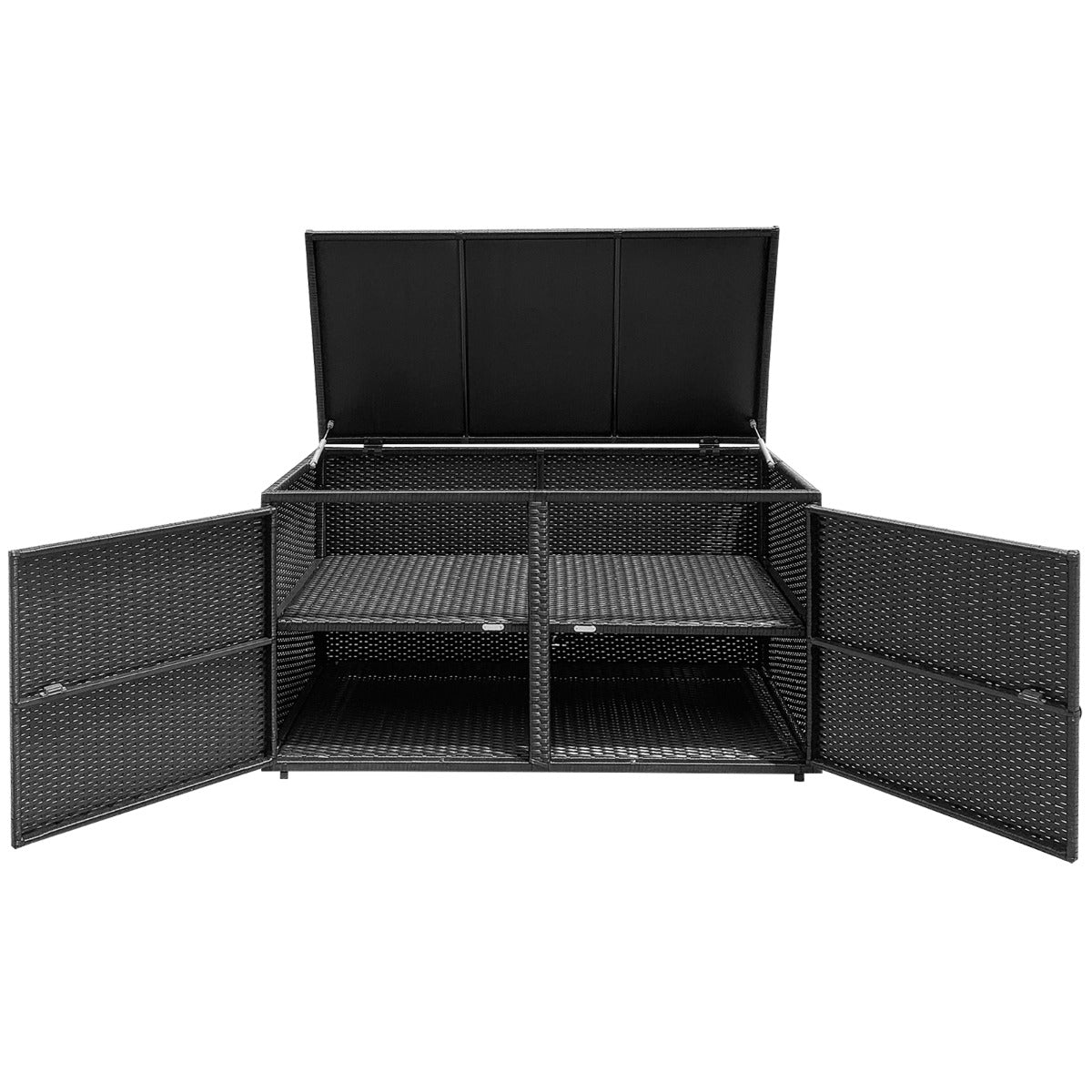 Baú de Armazenamento – 115 x 60 x 65 cm – Preto – Vime PE e Aço