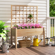 Canteiro Elevado para Jardim com Treliça Furos de Drenagem Vaso para Pátio e Varanda Exterior 119 x 60 x 160 cm Natural