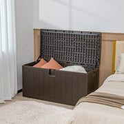 Arcón de Jardim Exterior 400L Baúl de Armazenamento Resistente ao Sol Grande para Ferramentas Almofadas 127,5 x 64 x 64 cm Castanho