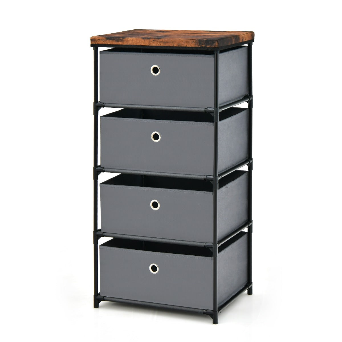 Cajonera de Tecido – 38 cm x 30 cm x 14,5 cm – Cinzento – Metal