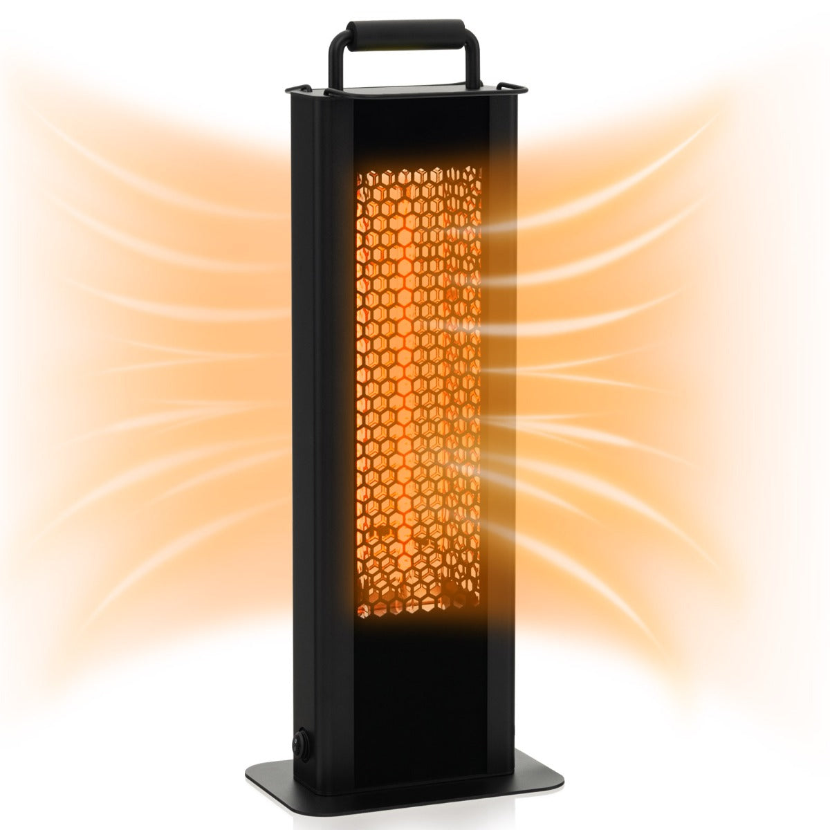 Aquecedor Elétrico Portátil de Alumínio Impermeável 1200W com Aquecimento de Dupla Face 24 x 16 x 63 cm Preto