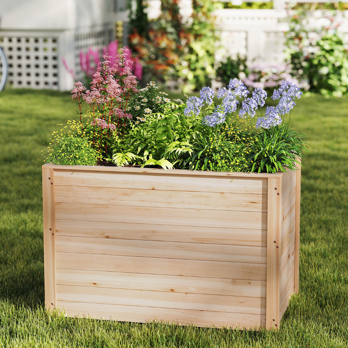 Cama de Jardim Elevada em Madeira para Plantas de Raízes Profundas 100 x 64 x 65,5 cm Natural
