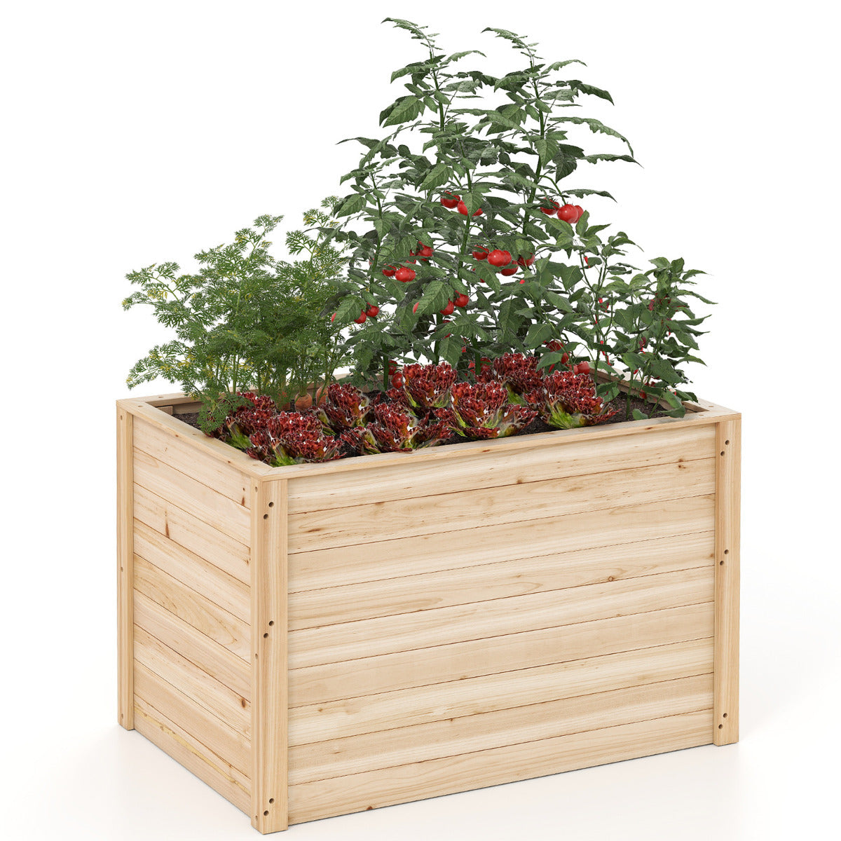 Cama de Jardim Elevada em Madeira para Plantas de Raízes Profundas 100 x 64 x 65,5 cm Natural