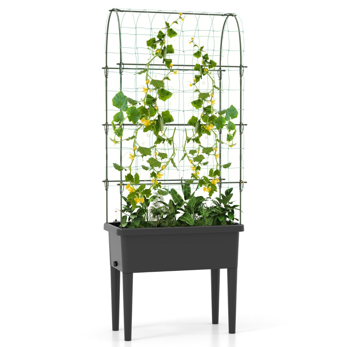 Vaso Elevado com Treliça Trepadora – Preto