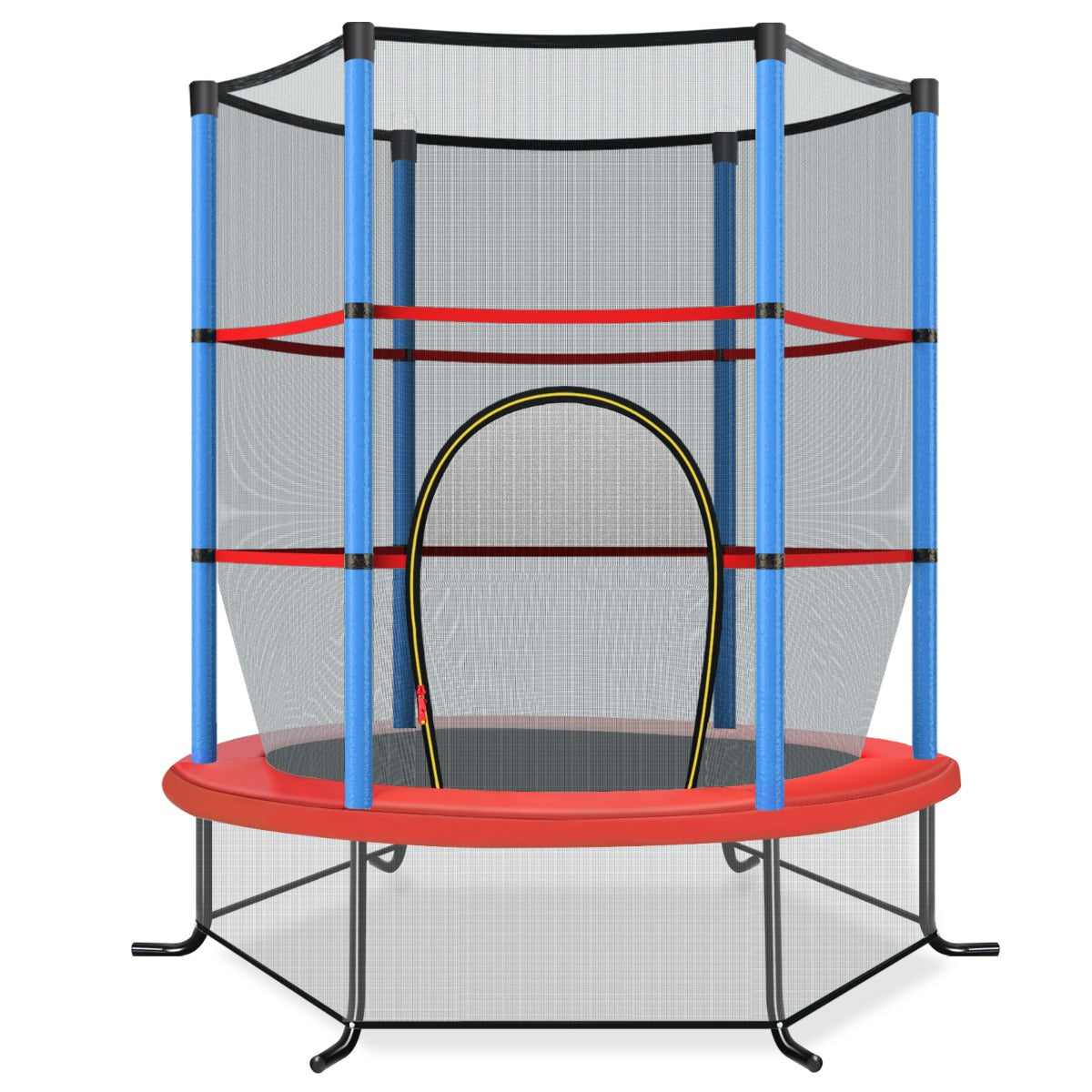Cama Elástica para Crianças 191 cm com Rede de Segurança e Almofada para Molas Recreativa Estrutura em Aço-Azul