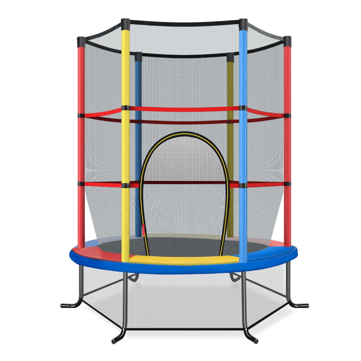 Cama Elástica Infantil 191 cm com Rede de Segurança e Almofada para Molas Recreativa Estrutura em Aço - Multicolor