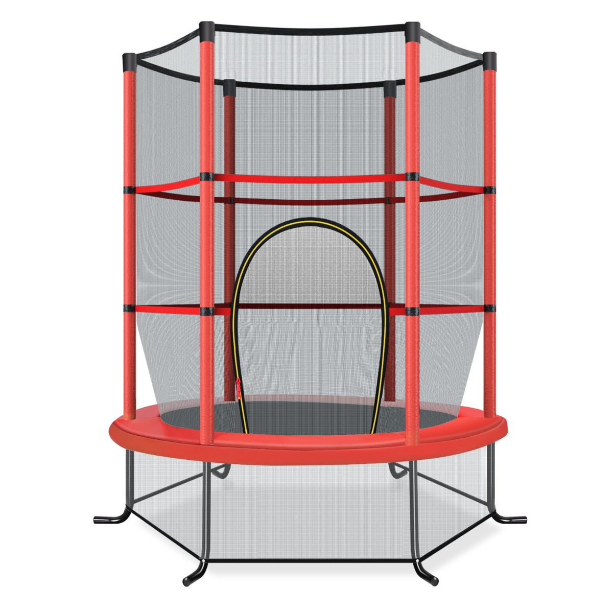 Cama Elástica para Crianças 191 cm com Rede de Segurança e Almofada de Molas Estrutura em Aço - Vermelho