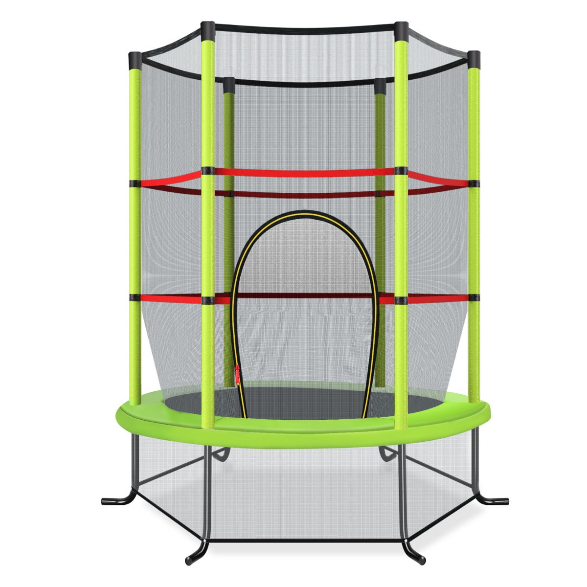 Cama Elástica para Crianças 191 cm com Rede de Segurança e Almofada para Molas Recreativa Estrutura em Aço-Verde