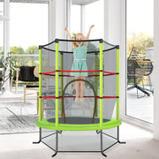 Cama Elástica para Crianças 191 cm com Rede de Segurança e Almofada para Molas Recreativa Estrutura em Aço-Verde