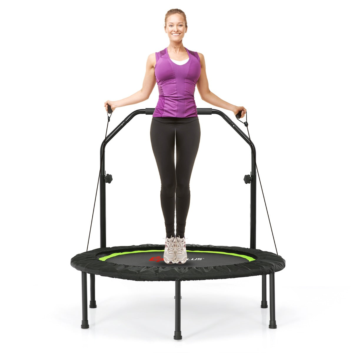 Mini Trampolim Fitness com Empunhadura e Altura Regulável - Verde