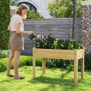 Cama Elevada para Jardim com Pernas Caixa de Plantas Elevada em Madeira com Furos de Drenagem e Espaços para Frutas, Vegetais e Ervas Naturais