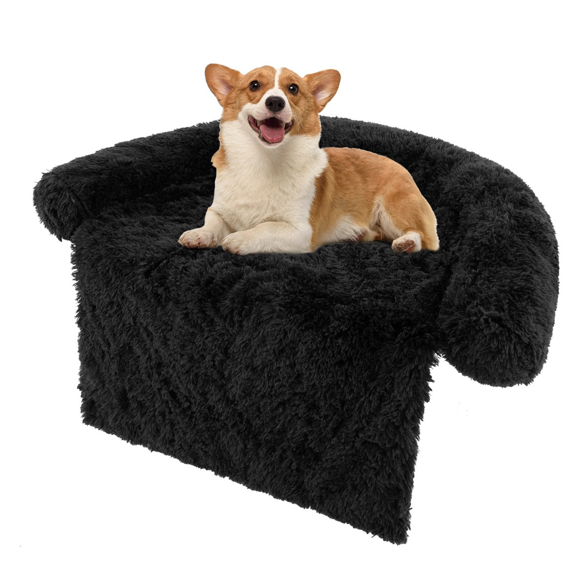 Cama de Peluche Con Funda Extraível Lavável e Antideslizante para Cães - Preto - Tamanho S