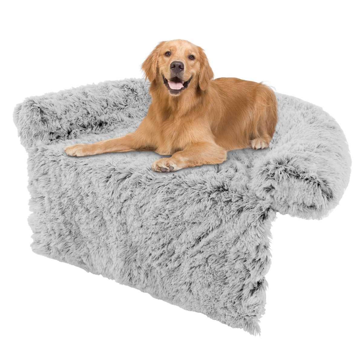 Cama de Peluche Para Cães Antiderrapante com Capa Removível Lavável Acolchoada Suave-Branco-Tamanho L