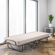 Cama Dobrável Individual com Colchão de Espuma Viscoelástica Estrutura Metálica Cama Portátil para Hóspedes, Acampamentos, Escritórios 80 x 190 x 39 cm Bege