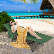 Cama Dobrável para Campismo Suporta 272 kg com Encosto de Cabeça Inclinado Portátil para Viagens Caminhadas Sestas no Escritório 185x67x54 cm Verde