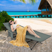 Cama Dobrável para Campismo Suporta 272 kg com Encosto de Cabeça Inclinado Portátil para Viagens Caminhadas Sestas no Escritório 185x67x54 cm Cinzento