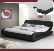 Cama de casal Piccione preta (160x200cm) com colchão Texas
