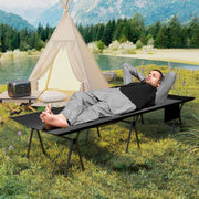 Cama de Campismo Ajustável em Altura com Pernas Removíveis Bolsos de Armazenamento para Praia Piquenique Capacidade de Carga de 150 kg Preto
