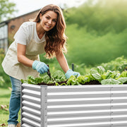 Cama de Jardim Elevada de 60 cm com Vaso Alto de Fundo Aberto em Chapa de Metal para Exterior - Prateado