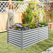 Cama Elevada de Jardim de 60 cm em Metal com Fundo Aberto para Cultivo de Plantas