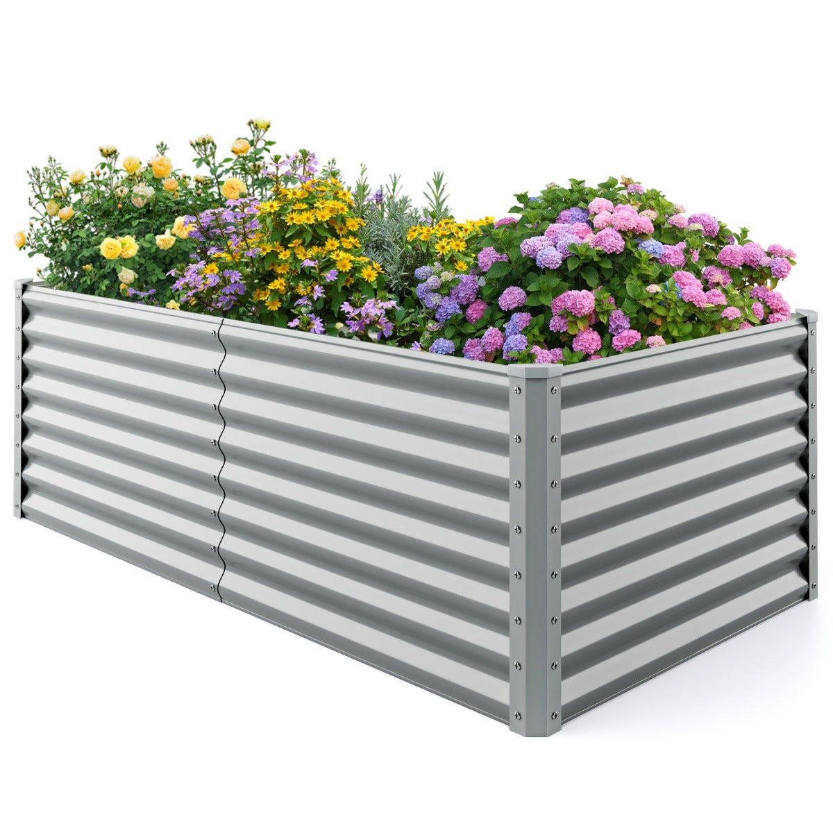 Cama Elevada de Jardim de 60 cm em Metal com Fundo Aberto para Cultivo de Plantas