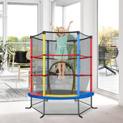 Cama Elástica para Crianças 165 cm Trampolim com Rede de Segurança e Almofada para Molas Recreativa Estrutura em Aço Multicolor