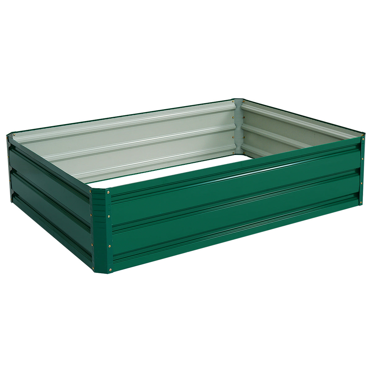 Cama de Jardim Elevada com Design sem Fundo Placas de Aço Bordes Lisos para Vegetais Frutas Flores 120 x 90 x 30,5 cm Verde Escuro