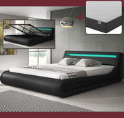 Cama canapé de casal Patricia preta (140x190cm) com colchão Texas