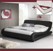 Cama de casal Piccione preta (140x190cm) com colchão Texas