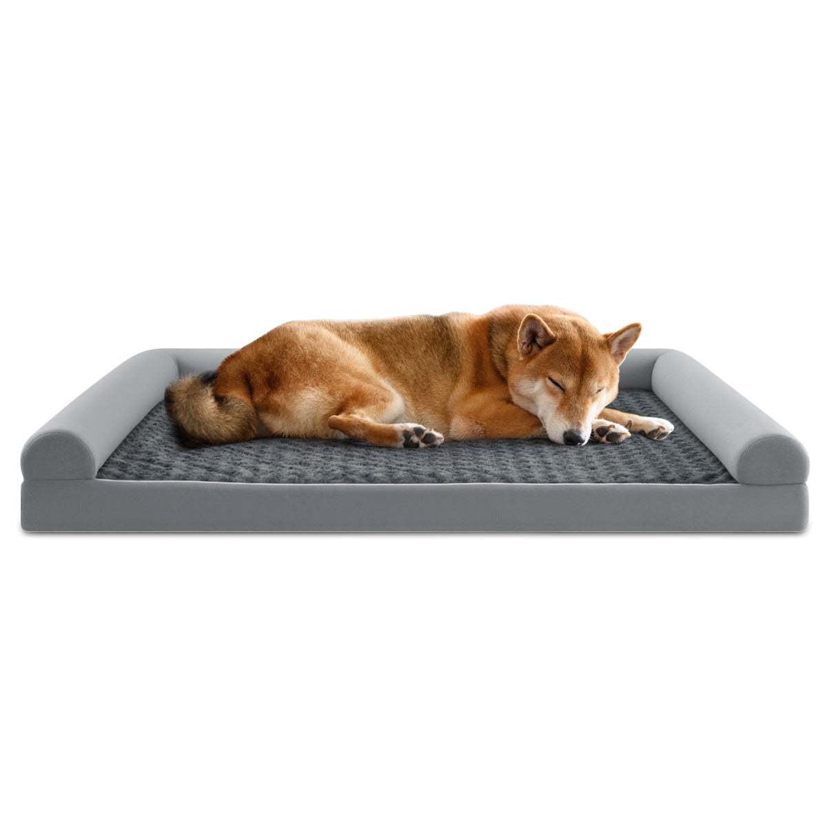 Cama Ortopédica de Espuma para Cães Tamanho XXL com Almofada de Espuma Capa Removível e Lavável 135 x 91 x 18 cm Cinzento