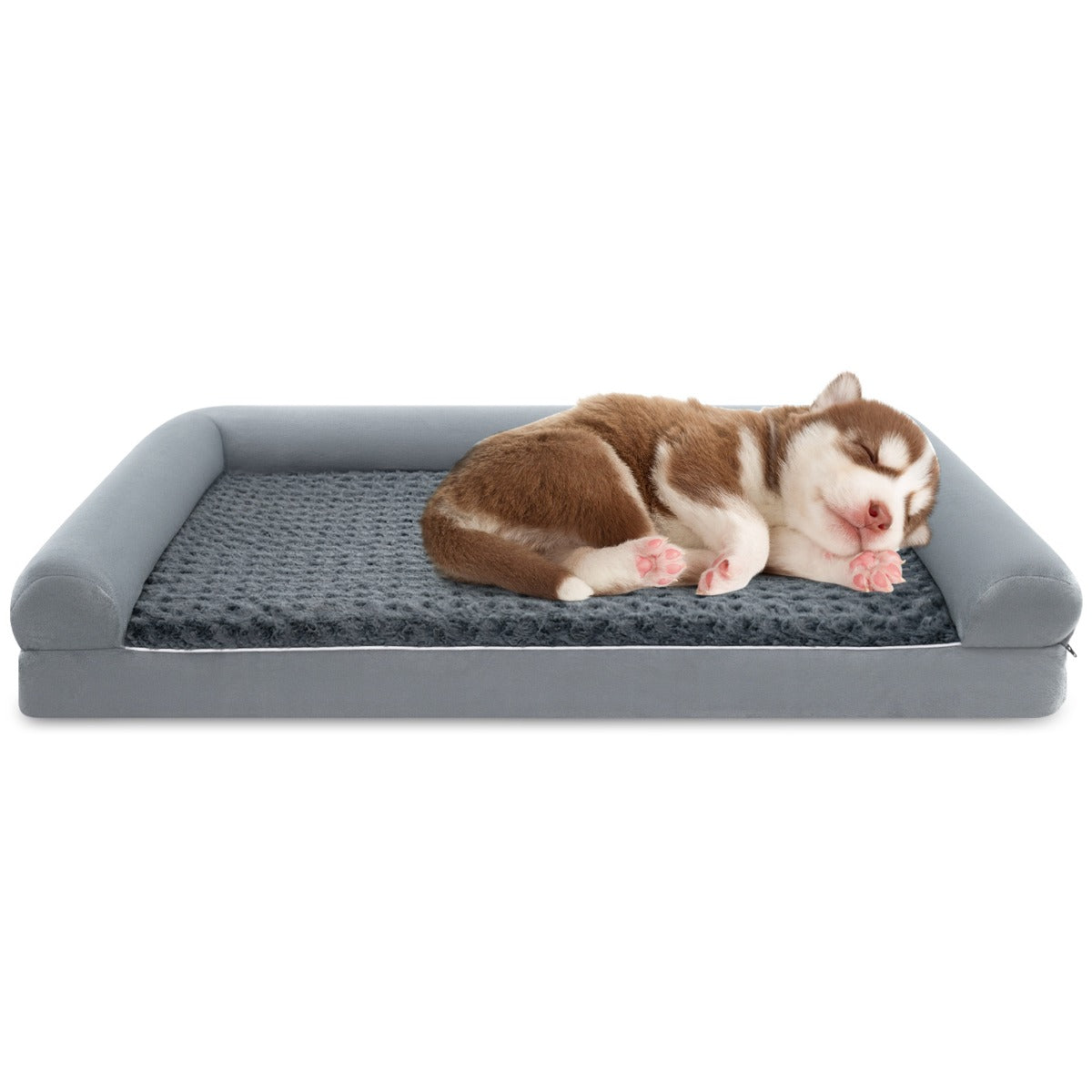 Cama Ortopédica de Espuma para Cães Tamanho L com Almofada de Espuma Capa Removível e Lavável 113 x 89 x 18 cm Cinzenta