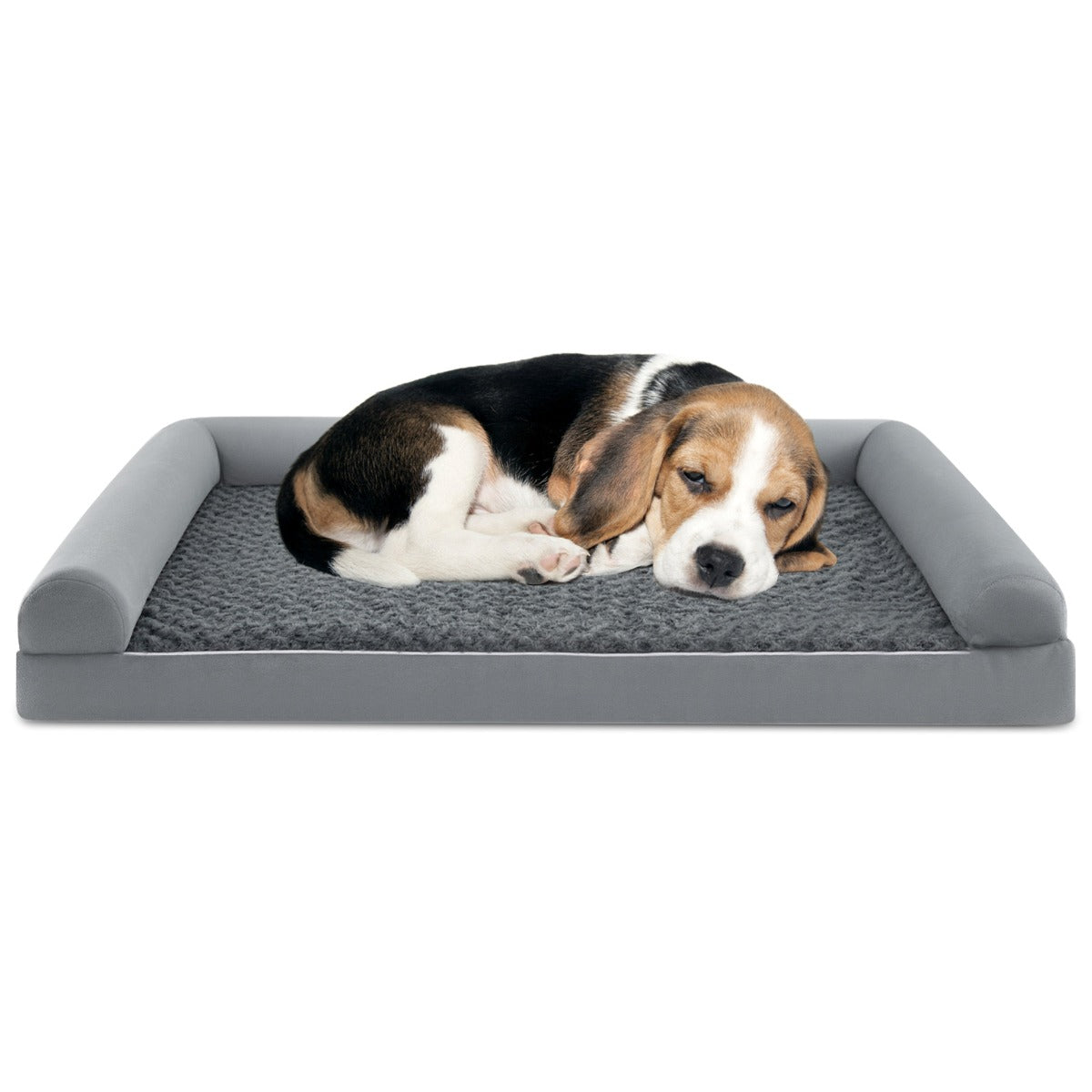 Cama Ortopédica de Espuma para Cães Tamanho XL com Almofada de Espuma Capa Removível e Lavável 122 x 89 x 18 cm Cinzento