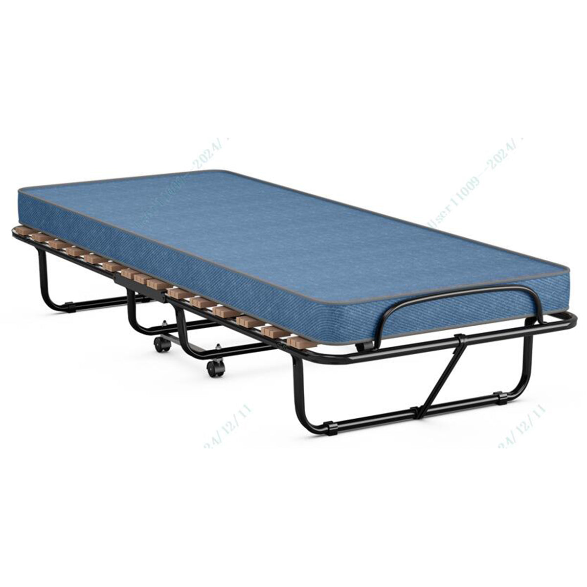 Cama Plegável com Colchão Cama para Hóspedes Portátil em Espuma de Memória Estrutura em Aço 190 x 80 x 33 cm Azul