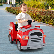 Camião de Bombeiros Elétrico para Crianças 12V Carro de Brincar com Pá e Chave Extintor Escada Capacete de Segurança 4 Rodas Música-Vermelho