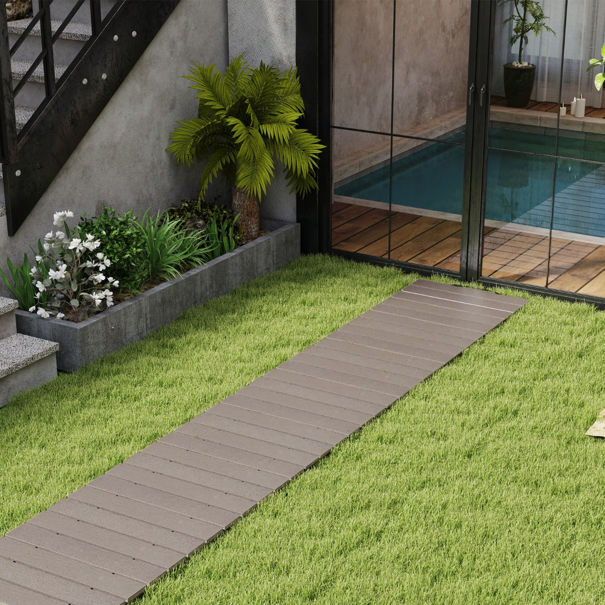 Caminho de Jardim – 242 x 43 x 1,2 cm – Cinzento – HDPE