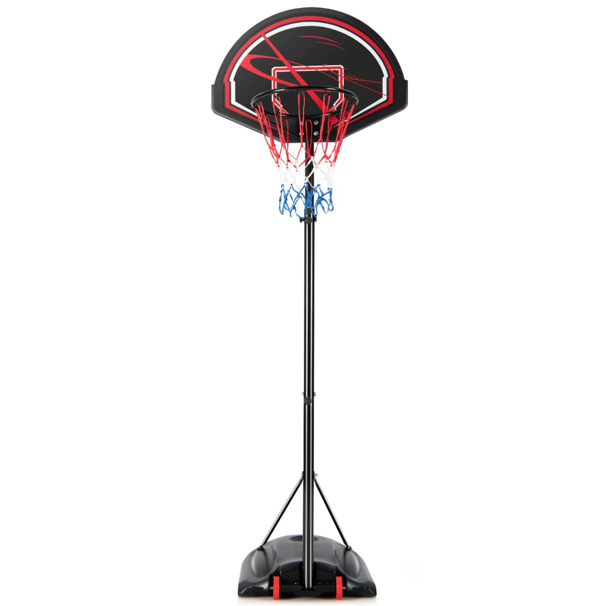 Suporte de Basquetebol Ajustável 1,3-3,05 m Móvel com Rodas Base Preenchível para Crianças e Adultos Preto