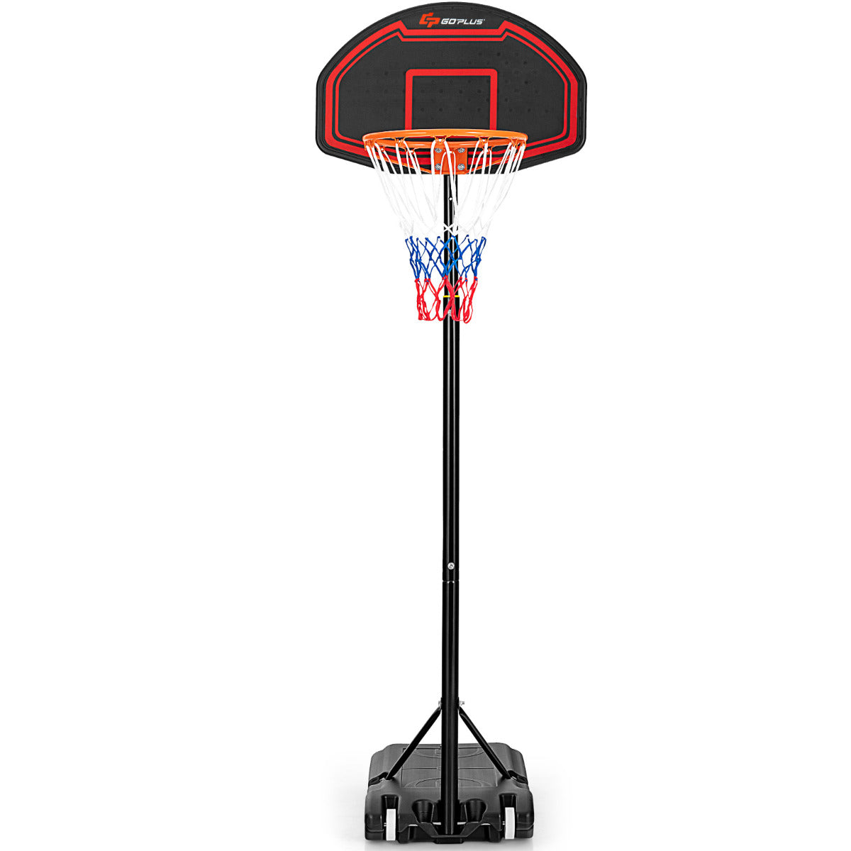 Canasta de Basquetebol Portátil para Crianças – 155-210 cm – Preto e Vermelho – Aço