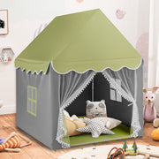 Carpa Infantil com Almofada Lavável Carpa Tipi Castelo das Fadas Tenda para Casa com Luzes e Janelas 105 x 121 x 136 cm Verde