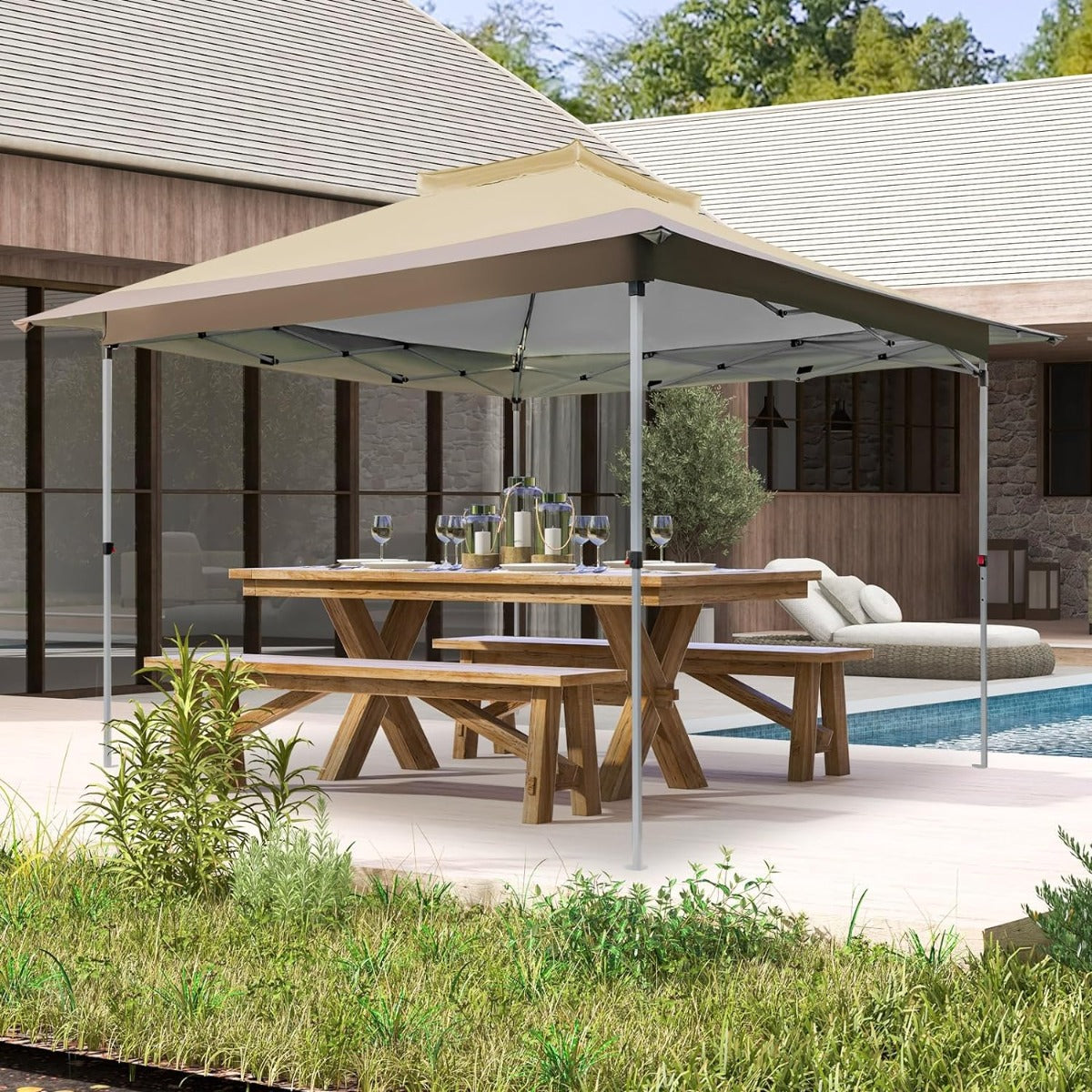 Pérgola de Jardim Dobrável – 3,6 x 3,6 m – Caqui – Tecido Oxford