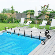 Carrete de Cobertura Solar Ajustável Até 7m com Rodas de Borracha para Piscinas Elevadas e Enterradas