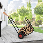 Carrinho de Transporte para Lenha com Rodas de Borracha Resistentes ao Desgaste e aos Impactos 66 x 51 x 111 cm Preto