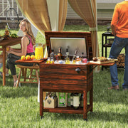 Carro Refrigerador de Madeira para Bebidas com Rodas e Abregarrafas - 51 L