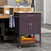 Carrinho de Serviço – 73 x 48 x 90 cm – Castanho – Madeira de Borracha