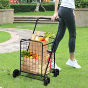 Carrinho de Compras Dobrável Leve e Grande com Rodas Giratórias Capacidade de 45 kg Portátil para Lavandaria Bagagem 57 x 58 x 91cm Preto