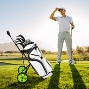 Carrinho de Golfe Dobrável Portátil Multifuncional com 2 Rodas e Marcador Porta Guarda-Chuva 69 x 98 x 112 cm - Verde