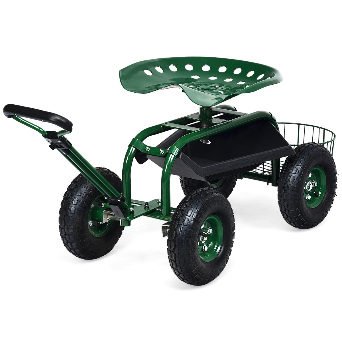 Carro de Jardim Orientável - 54,5 cm - Verde - Metal