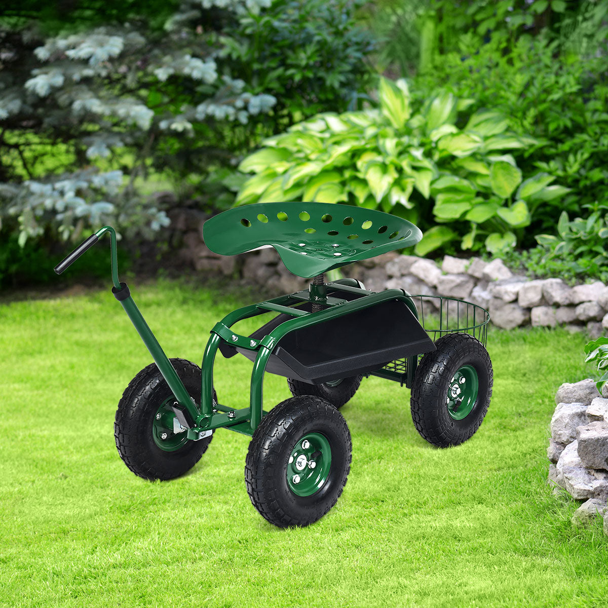 Carro de Jardim Orientável – 55,5 cm – Verde – Metal